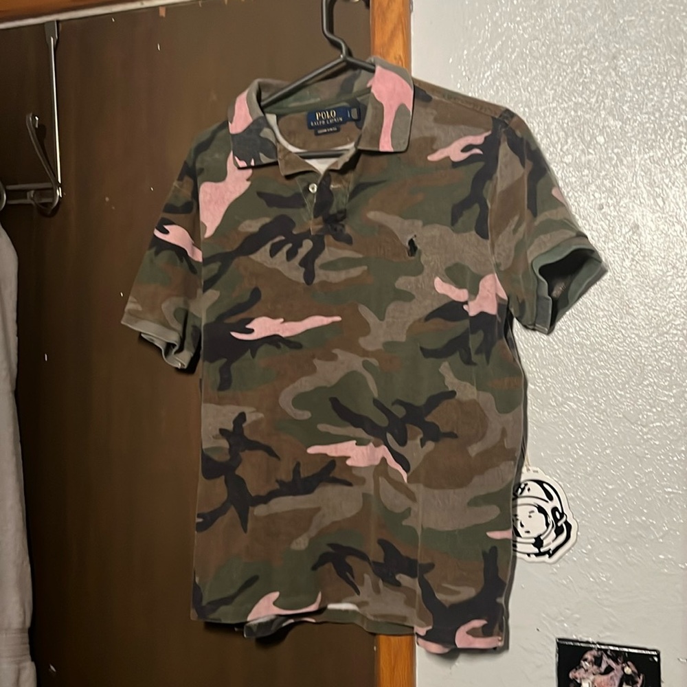 Ralph Lauren pink and camo polo shirt